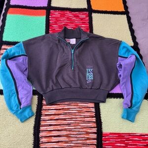 Vintage nike cropped sweatshirt long sleeve patterned block womens Large